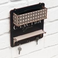 Ключница настенная с полкой с полкой и карманом &laquo;Счастья&raquo;, 20 х 20 см.