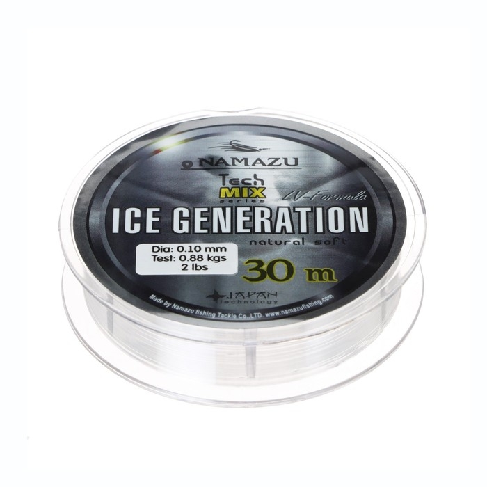 Леска Namazu Ice Generation, диаметр 0.10 мм, тест 0.88 кг, 30 м, прозрачная Леска Namazu Ice Generation, диаметр 0.10 мм, тест 0.88 кг, 30 м, прозрачная