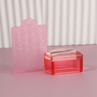 Набор для стемпинга, 2 предмета: штампик 3,5 &times; 2,5 см, скребок-пластина 5,4 &times; 4,2, цвет красный/прозрачный