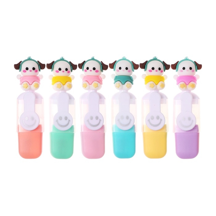 Набор маркеров текстовыделителей 6 штук 6 цветов, в пенале на молнии Милашка Набор маркеров текстовыделителей 6 штук 6 цветов, в пенале на молнии Милашка