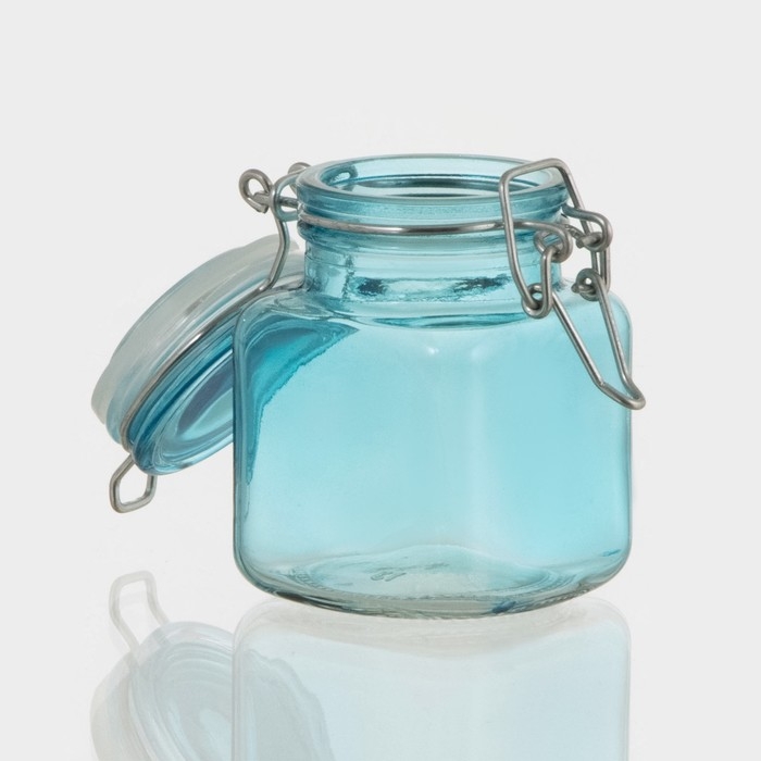 Банка стеклянная для хранения сыпучих продуктов &laquo;Квадрат&raquo;, 100 мл, 5,5&times;8 см, с бугельным замком, цвет МИКС