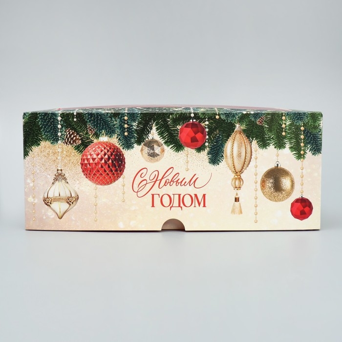 Коробка для капкейков складная с двусторонним нанесением &laquo;С Новым годом&raquo;, 25 х 17 х 10 см, Новый год