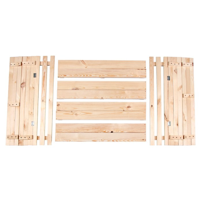 Песочница детская деревянная, с крышкой, 100 &times; 100 &times; 18 см, без покраски, лавочки (2 шт.), Greengo