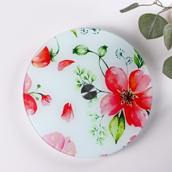 Подставка стеклянная для торта вращающаяся Доляна «Пионы», d=24 см Подставка стеклянная для торта вращающаяся Доляна «Пионы», d=24 см