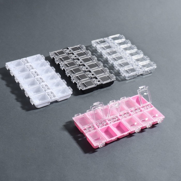 Органайзер для декора, 12 ячеек, 13 &times; 7,5 &times; 1,4 см, цвет МИКС