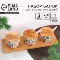 Новый год. Набор банок для хранения &laquo;Специи&raquo;, 250 мл, 3 шт