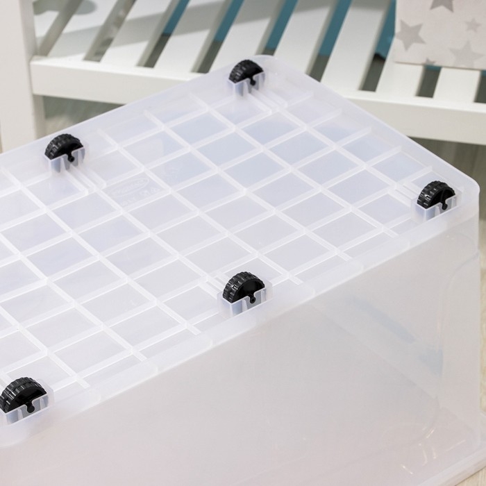 Контейнер для хранения с крышкой, 50 л, 61&times;39&times;32 см, на колёсиках, прозрачный