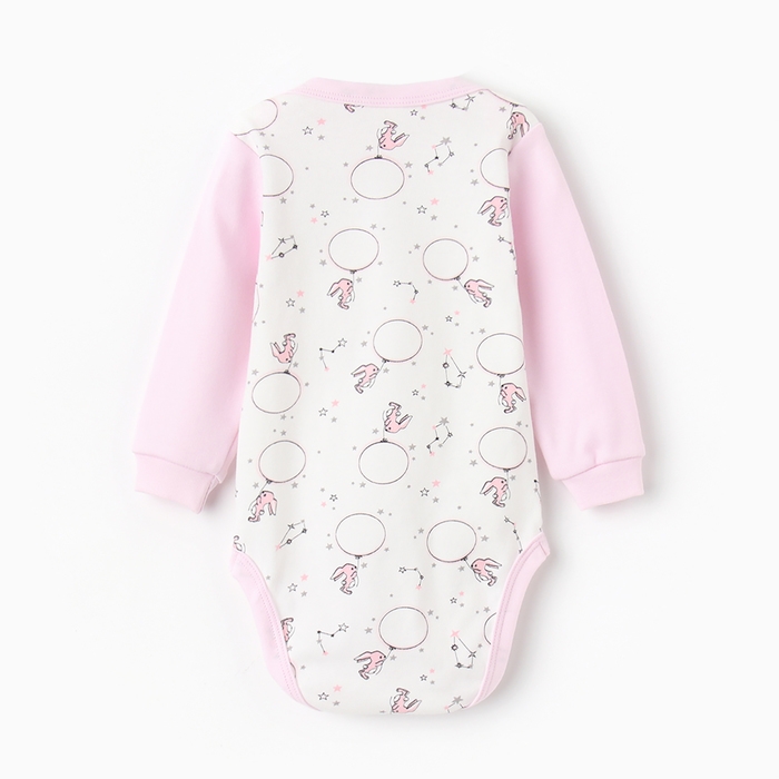 Боди с длинным рукавом, цвет розовый/зайцы, рост 80