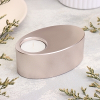 Подсвечник "Узкий овал. Мрамор" из гипса,11,5х7х4см,шампань