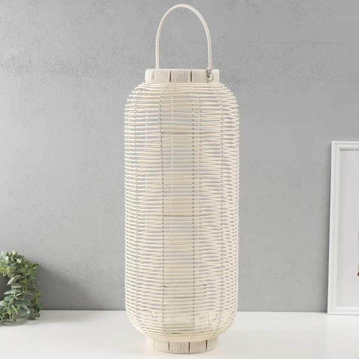 Подсвечник пластик Подсвечник пластик "Фонарик. Плетёнка" белый 60х25х25 см