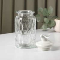 Банка стеклянная для сыпучих продуктов с керамической крышкой Доляна &laquo;Голубки&raquo;, 1 л, 11&times;24 см