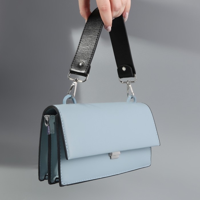 Ручка для сумки, с карабинами, 35 &plusmn; 1 см &times; 3,5 см, цвет чёрный/серебряный