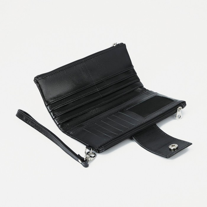 Кошелёк женский на кнопке, цвет чёрный