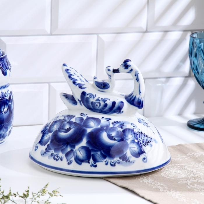 Блинница Блинница "Уточка", d-24см, h-20,5см, гжель, 1 сорт