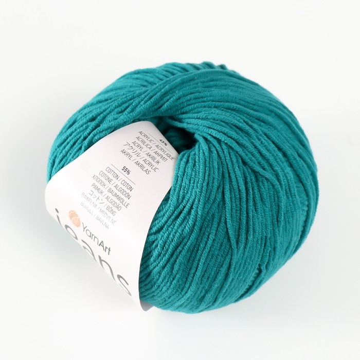 Пряжа "Jeans" 55% хлопок, 45% акрил 160м/50гр (63 павлиновый зеленый)