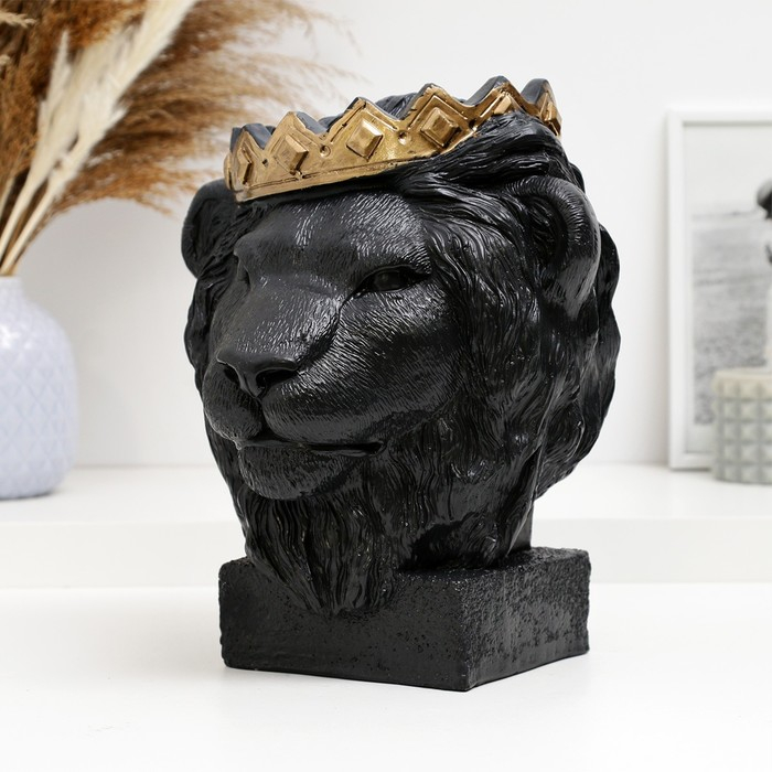 Копилка Копилка "Лев в короне" черный с золотом, 26см