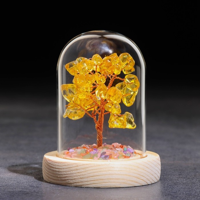 Сувенир в куполе Сувенир в куполе "Дерево Богатства. Цитрин", натуральный камень, 10 х 7 см