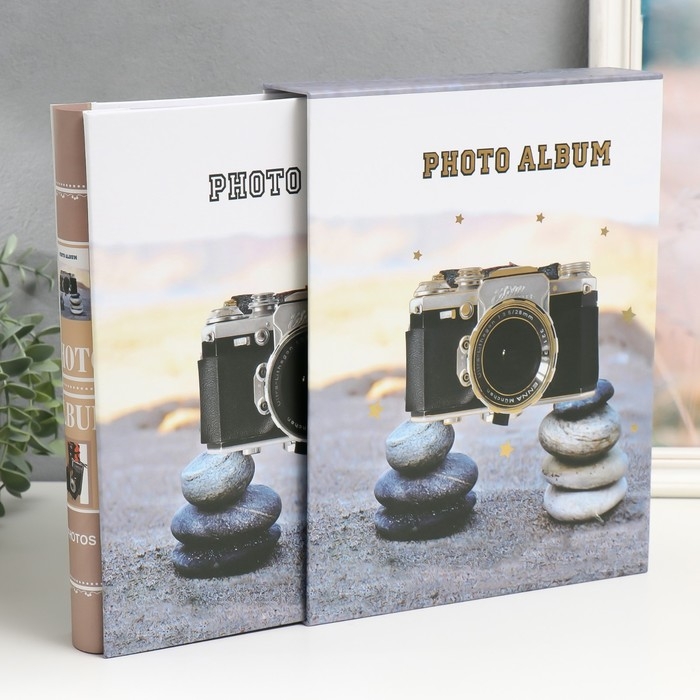 Фотоальбом на 200 фото 13х18 см "Фотоаппарат ретро" в коробке МИКС 29,5х23х5,5 см