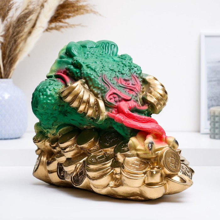 Фигура "Лягушка на монетах" цветная большая 34х25см