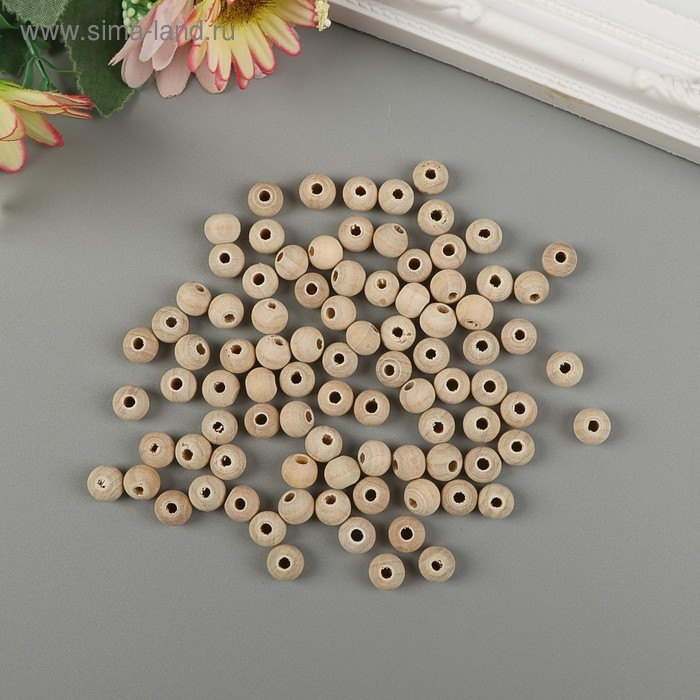 Бусины деревянные d=8 мм (набор 15 гр) без покрытия МИКС