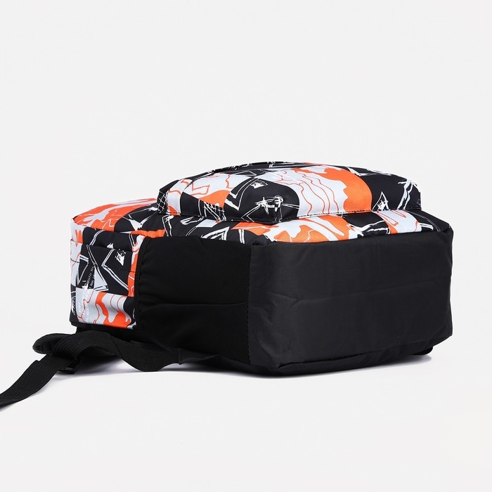 Рюкзак школьный из текстиля на молнии, 3 кармана, цвет оранжевый/чёрный Рюкзак школьный из текстиля на молнии, 3 кармана, цвет оранжевый/чёрный