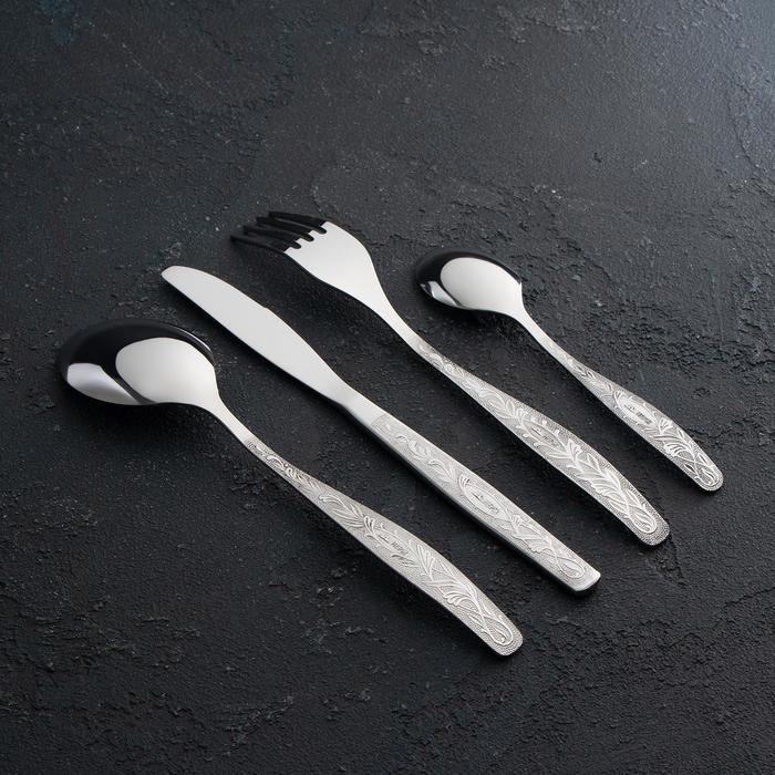 Набор столовый &laquo;Уралочка&raquo;, 12 предметов, толщина 2 мм, декорированная коробка, цвет серебряный