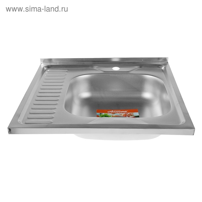 Мойка кухонная Accoona AD6060-R, накладная, правая, толщина 0.4 мм, 600х600х140 мм, матовая