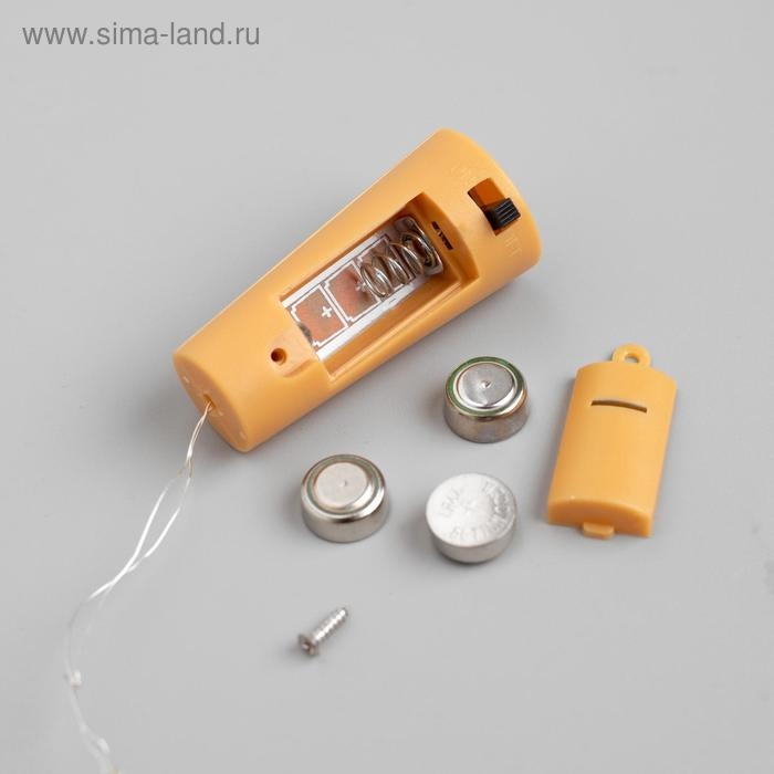 Гирлянда &laquo;Нить&raquo; 2 м роса с пробкой, IP20, серебристая нить, 20 LED, батарейки LR44х3 (в комплекте), свечение фиолетовое