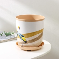 Горшок для цветов с поддоном Доляна «Каракум. Венценосный журавль», 1,6 л, d=14 см, h=15,5 см, цвет бежевый Горшок для цветов с поддоном Доляна «Каракум. Венценосный журавль», 1,6 л, d=14 см, h=15,5 см, цвет бежевый