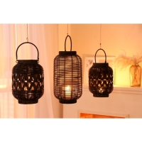 Подсвечник пластик "Фонарик. Корзинка" чёрный 30х21х21 см