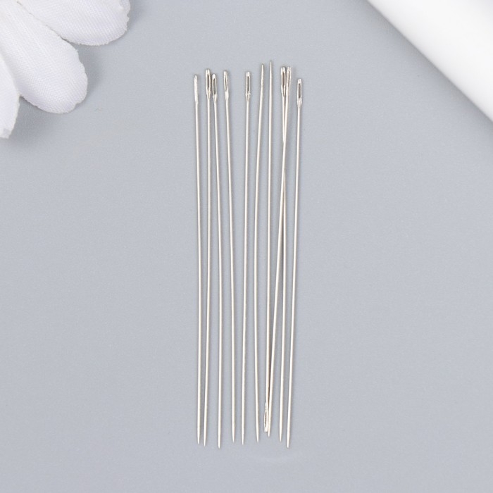 Иглы металл для бисера в стеклянной колбе тонкие набор 10 шт &Oslash; 0,45х55 мм 1,2х1,2х7 см