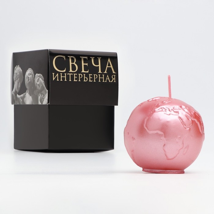 Свеча фигурная Свеча фигурная "Шар. Планета", 6х5,5 см, розовый перламутр, в коробке