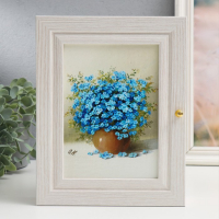 Ключница "Голубой букет" 19х24 см молочный дуб МИКС