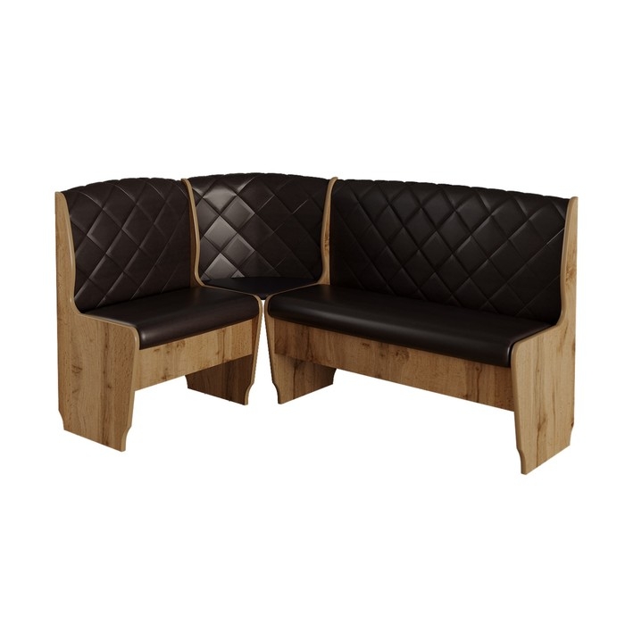 Кухонный уголок Барон-2, 1600х1100х870, стандарт ЛДСП ДУБ ВОТАН/Коричневый кожзам Кухонный уголок Барон-2, 1600х1100х870, стандарт ЛДСП ДУБ ВОТАН/Коричневый кожзам