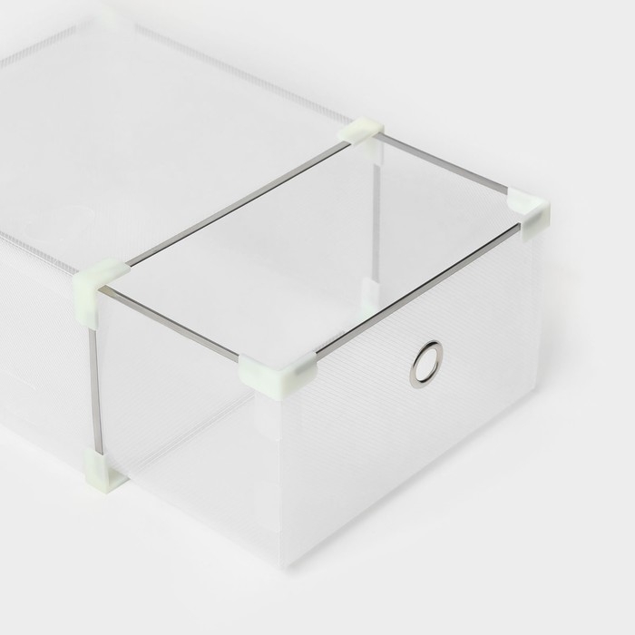 Коробка для хранения обуви выдвижная Доляна Large size, 21&times;33,5&times;12 см, 3 шт, цвет белый