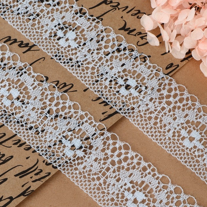 Кружево капроновое, 35 мм &times; 10 &plusmn; 1 м, цвет голубой