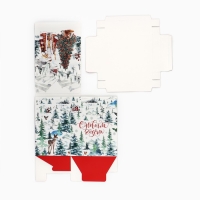 Подарочная коробка новогодняя складная с 3D эффектом &laquo;Новогодняя акварель&raquo;, 18 х 23 х 14см, Новый год