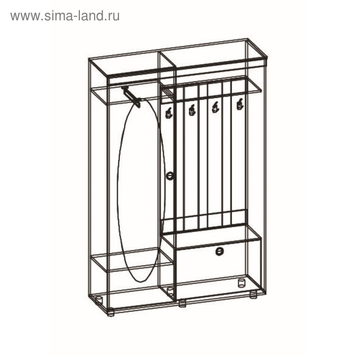 Прихожая Апаиш-2, 2000х1300х416, Венге/Дуб молочный