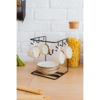 Подставка для чайного сервиза Доляна «Кухонька», 14×15×19 см, цвет чёрный Подставка для чайного сервиза Доляна «Кухонька», 14×15×19 см, цвет чёрный