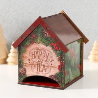 Чайный домик "Happy new Tea" 10,5х9,5х12 см Чайный домик "Happy new Tea" 10,5х9,5х12 см