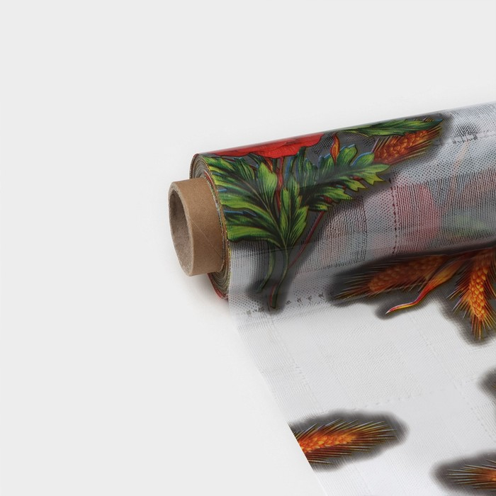 Клеёнка на стол Доляна &laquo;Маки&raquo;, ширина 137 см, толщина 0,08 мм, рулон 30 метров