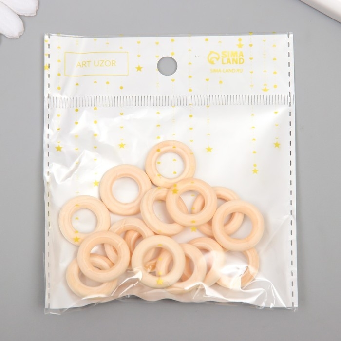 Декор для творчества дерево Декор для творчества дерево "Колечки" набор 15 шт натуральный 2х2 см