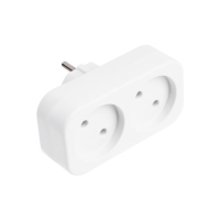 Разветвитель, 2 розетки, 10А, без з/к, 220 В, белый Разветвитель, 2 розетки, 10А, без з/к, 220 В, белый