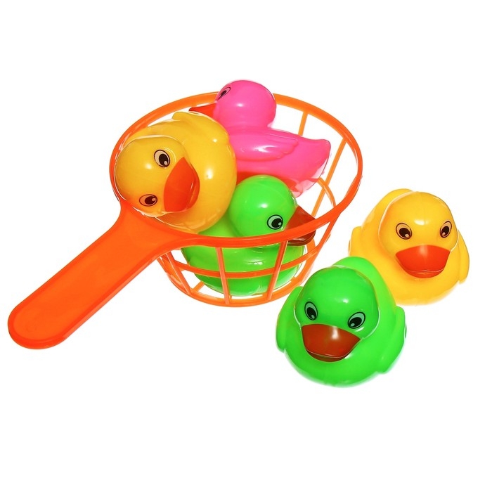 Набор игрушек для ванны &laquo;Рыбалка&raquo;, 2 сачка, 5 уточек, Крошка