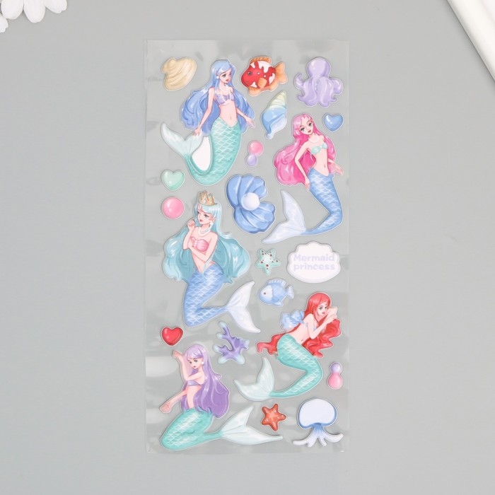 Наклейка пластик мягкие "Русалки" МИКС 24х10 см