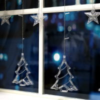 Гирлянда &laquo;Бахрома&raquo; 2.4 &times; 0.9 м с насадками &laquo;Ёлки&raquo;, IP20, прозрачная нить, 138 LED, свечение белое, 8 режимов, 220 В