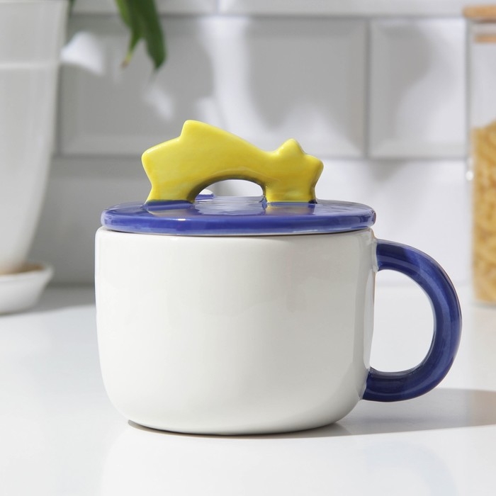 Новый год. Кружка керамическая с крышкой &laquo;Мечтай&raquo;, 350 мл, цвет белый