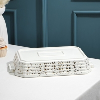 Мармит из жаропрочной керамики прямоугольный, 2 л, 41×22,5×13 см, цвет белый Мармит из жаропрочной керамики прямоугольный, 2 л, 41×22,5×13 см, цвет белый