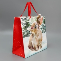 Пакет подарочный новогодний &laquo;Зайчик&raquo;, 30 х 30 х 15 см, Новый год