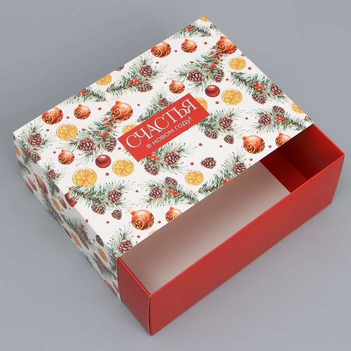 Коробка подарочная новогодняя складная &laquo;Счастья&raquo;, 25 х 18 х 10 см, Новый год
